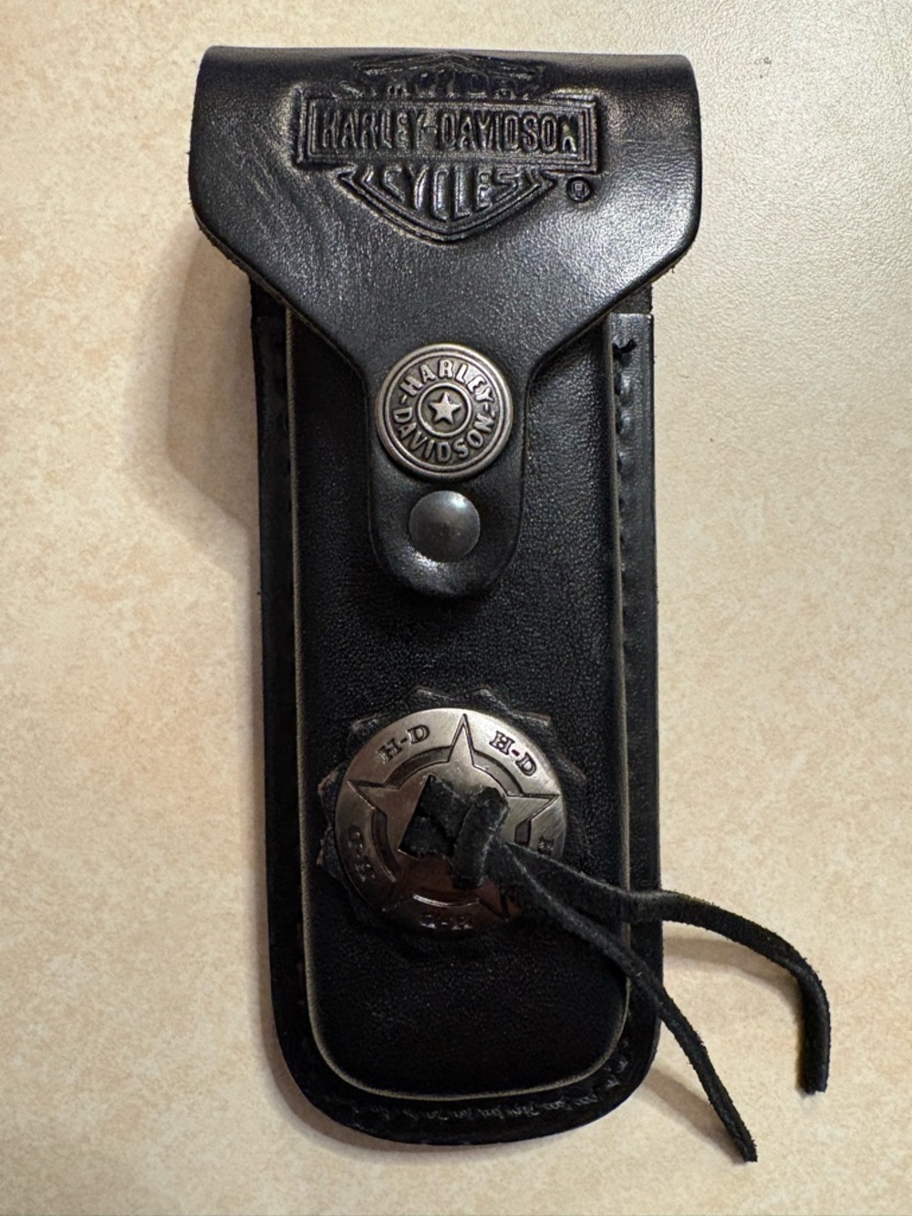 Harley Davidson, flaming legend Cryo edge knife from 2001 with leather sheath - Picture 8 of 15